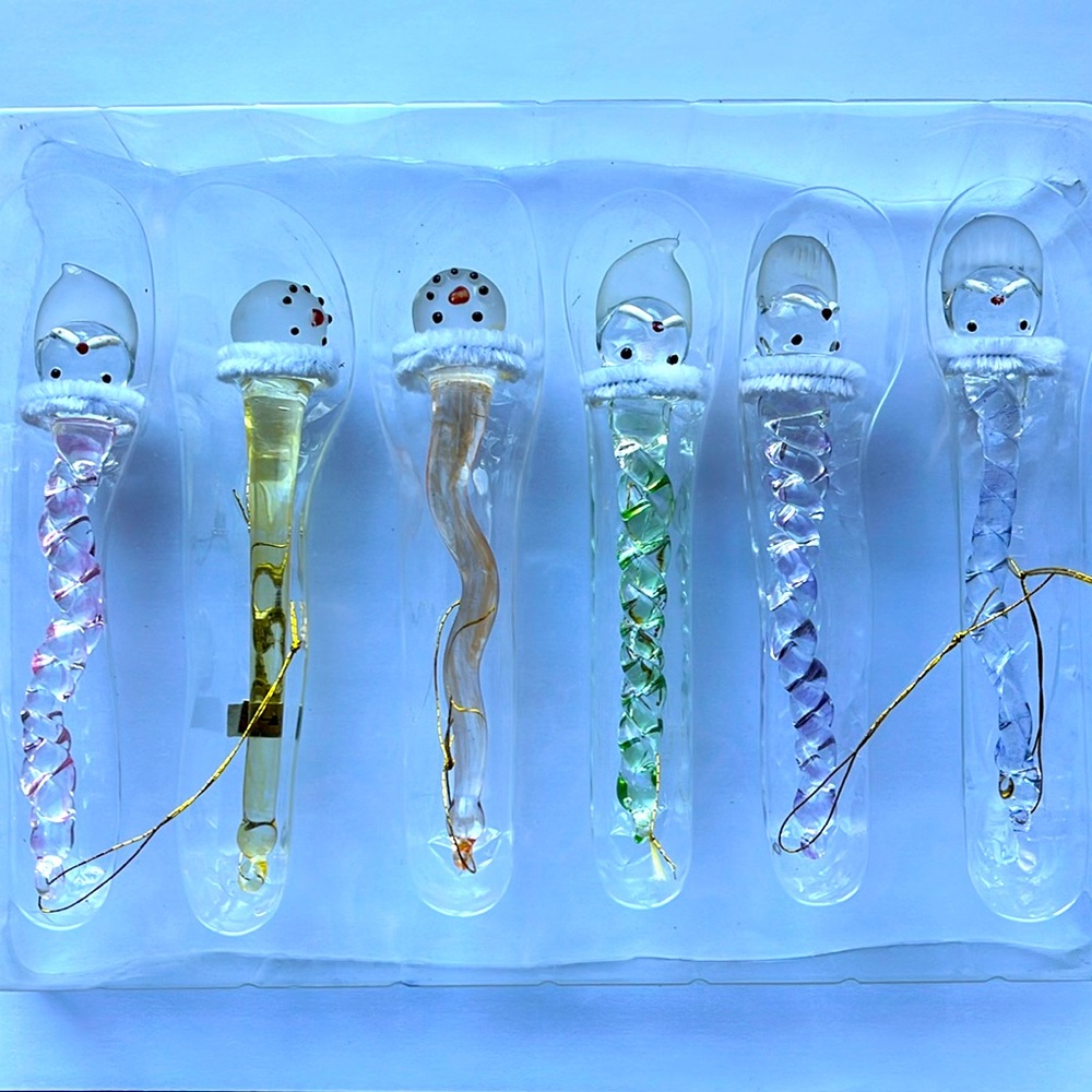 HOLIDAY TIME Glass Ornaments (6) ct